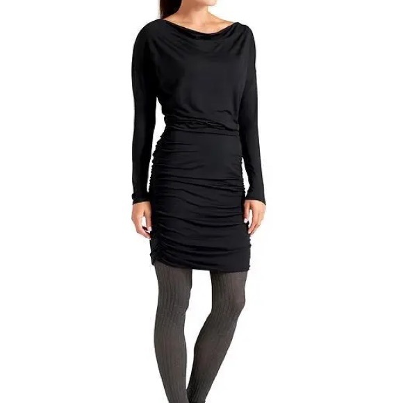 Athleta Womens Solstice Ruched Cowl Neck  Dress Sz M Modal Wool Stretch Sapphire - Picture 10 of 11